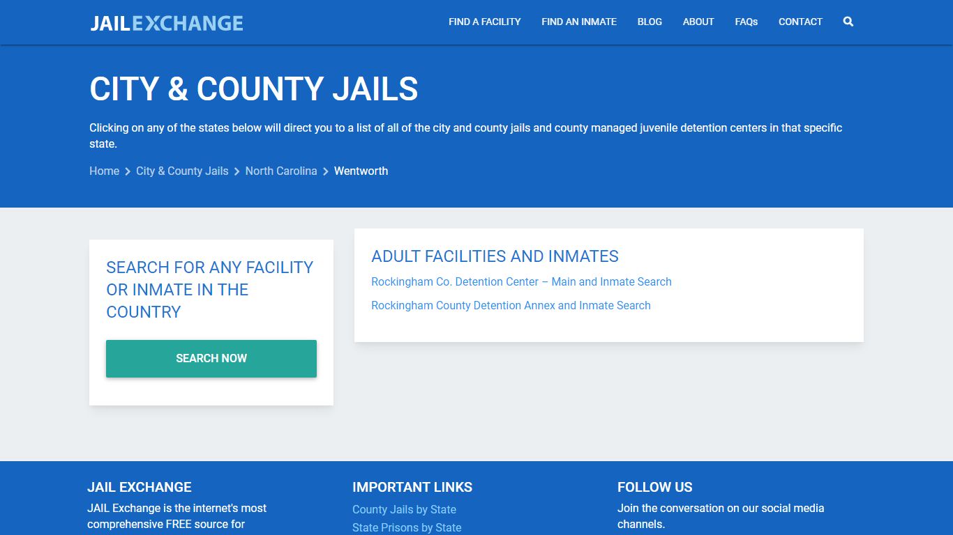 City & County Jails | North Carolina | Wentworth | JailExchange